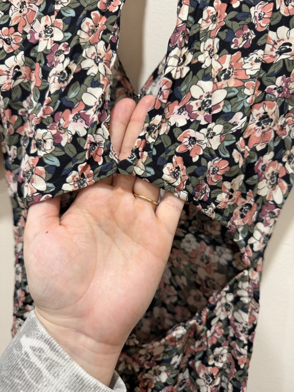 Abercrombie & Fitch Black Floral Midi Dress with Pink and Cream Blooms - Picture 10 of 11